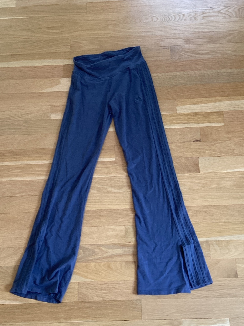 adidas Navy Flare Yoga Pants with Side Slits
